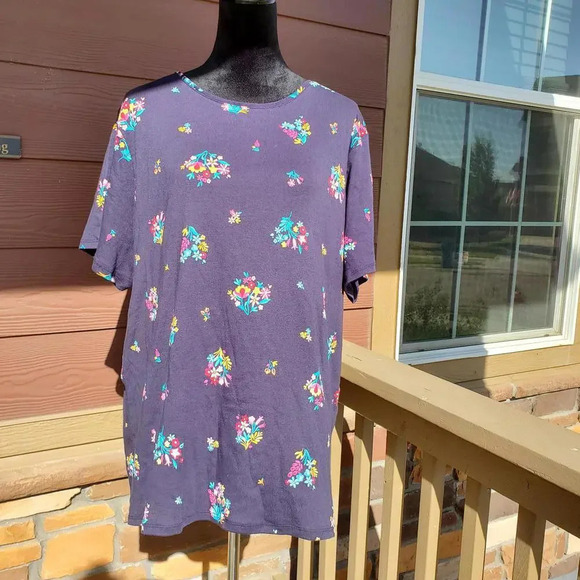 Croft & Barrow Blue Floral Short Sleeve T-Shirt Women's Plus Size 2X NWOT - Picture 14 of 15
